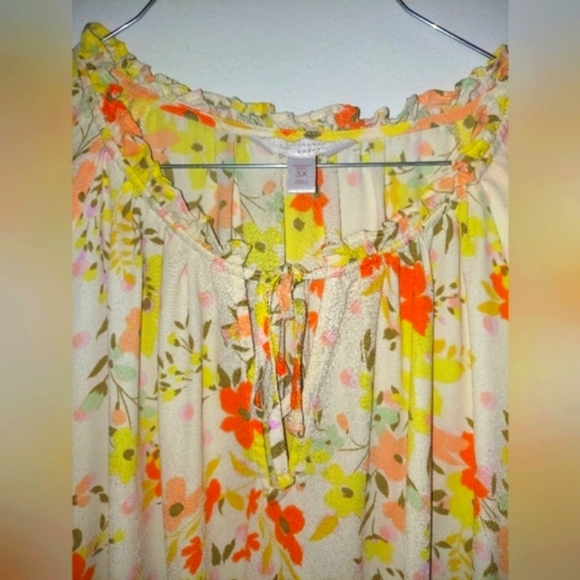 Lauren Conrad LC EUC Spring floral 3/4 length dress with ruching! 3X size - Picture 3 of 8